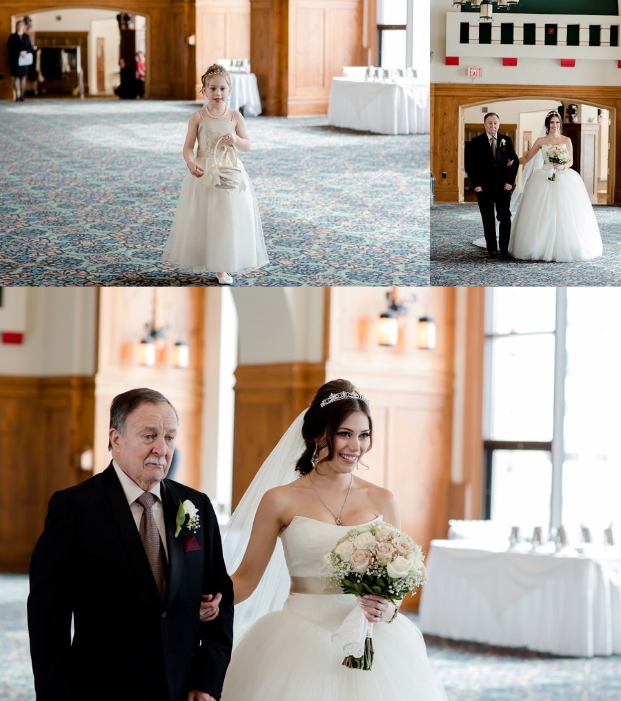 lake louise bride & father walking processional to ceremony