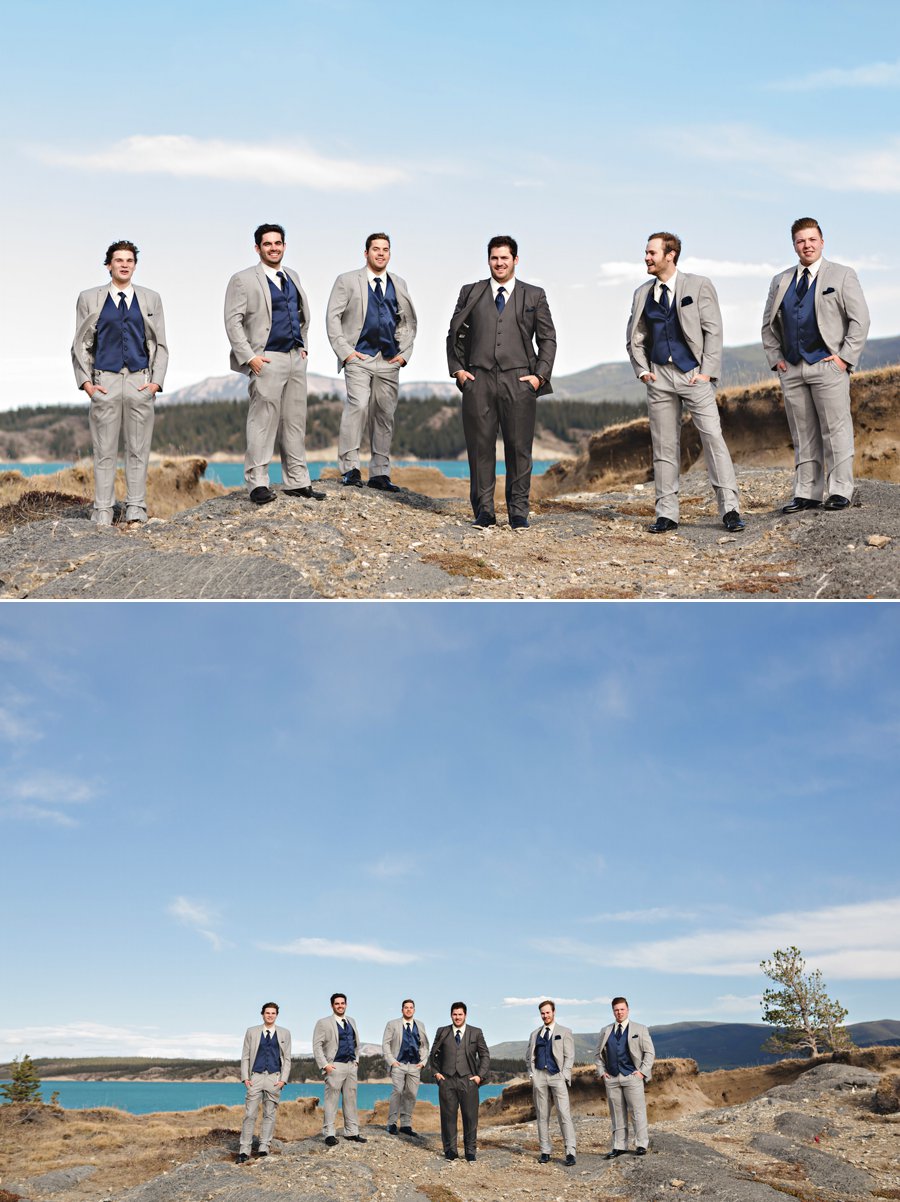 abraham lake nordegg mountain wedding photographers at windy point with bridal party