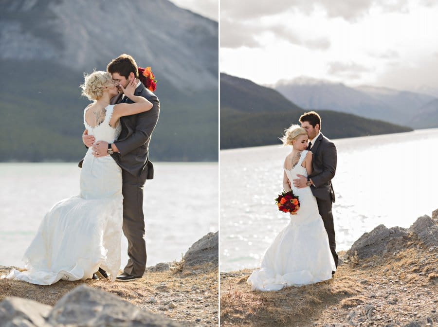 abraham lake nordegg mountain wedding photographers at windy point bride & groom portraits