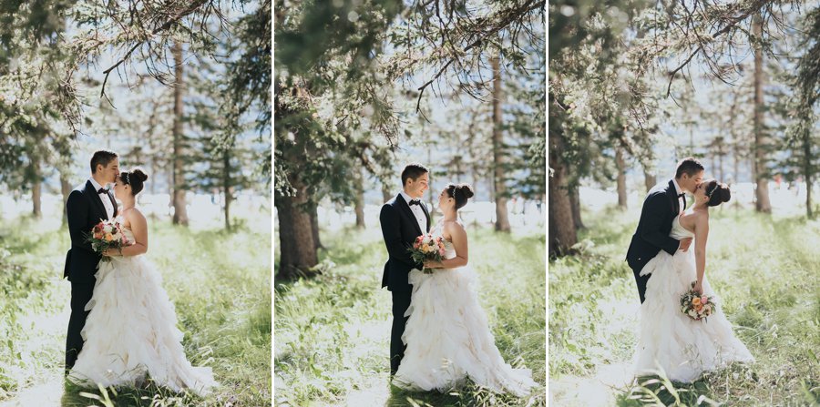 micro wedding in the mountains on a sunny day in Banff National Park