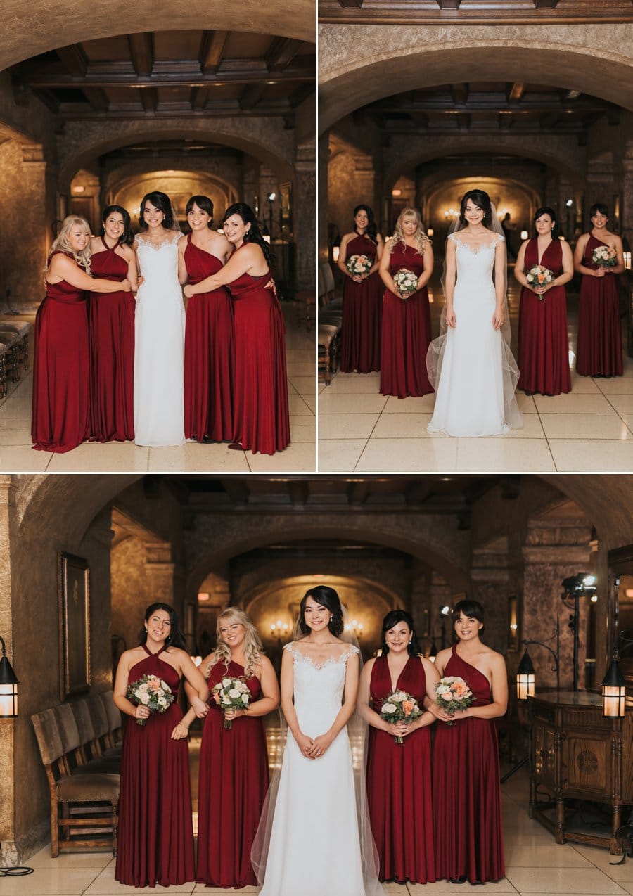 fairmont banff springs wedding indoor wedding party portraits bridesmaids