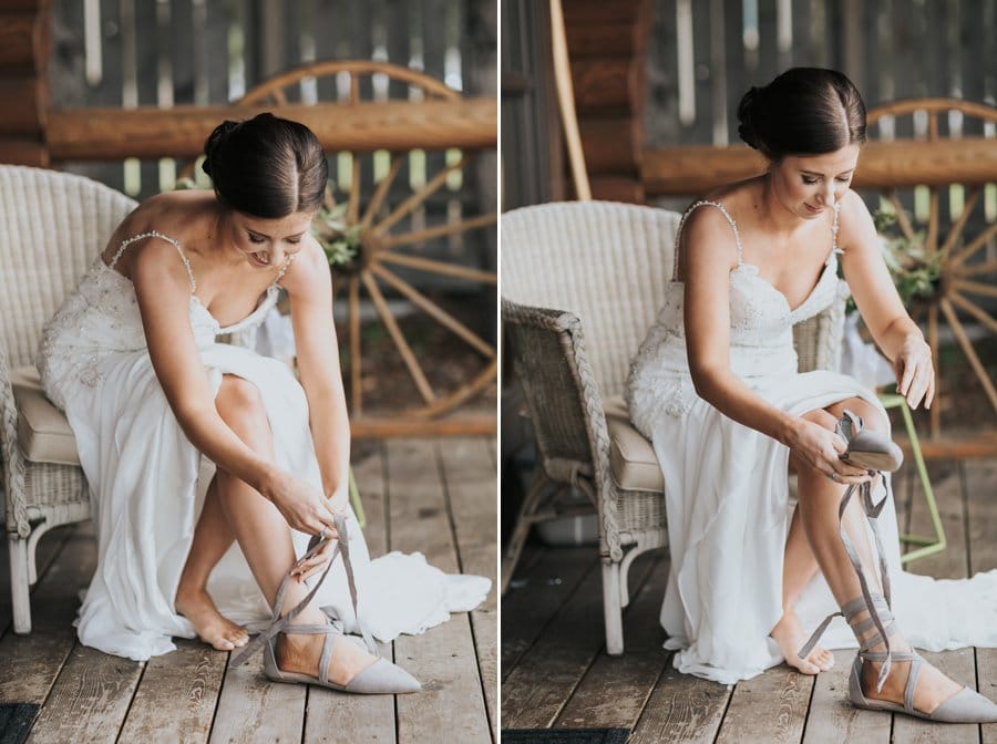 Calgary elopement bride getting ready photos at Airbnb