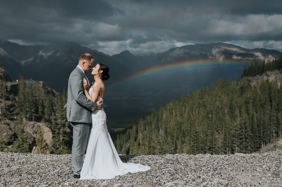 Canmore Intimate Wedding elopement rainbow