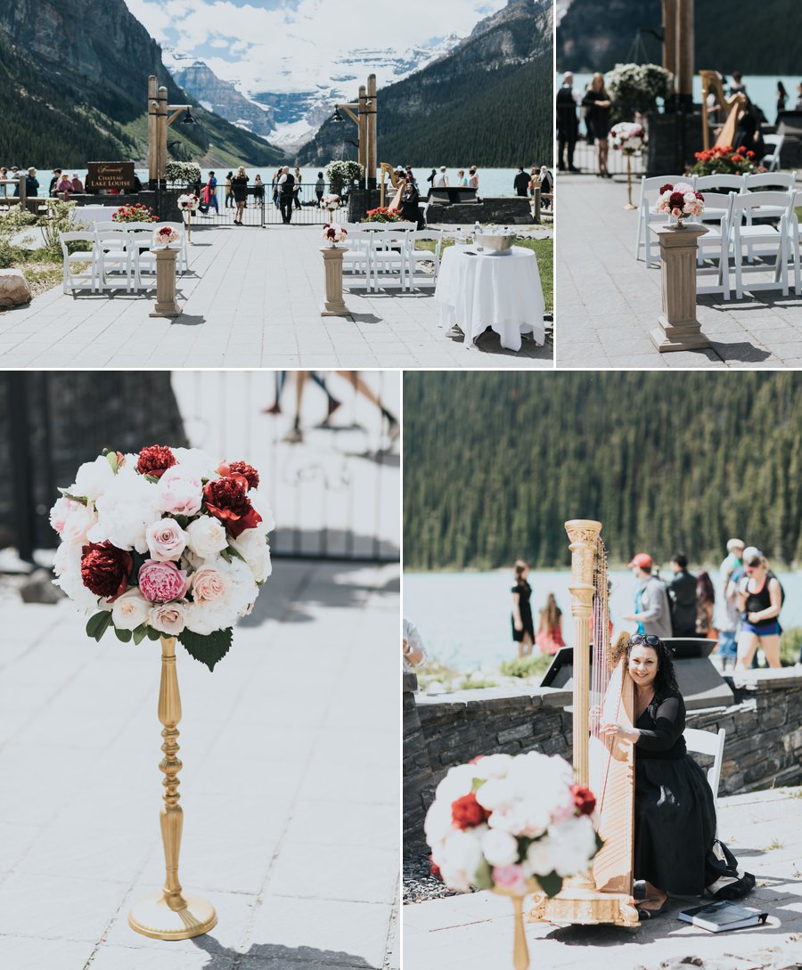 Lakeview Terrace Ceremony with mountain views & harpist