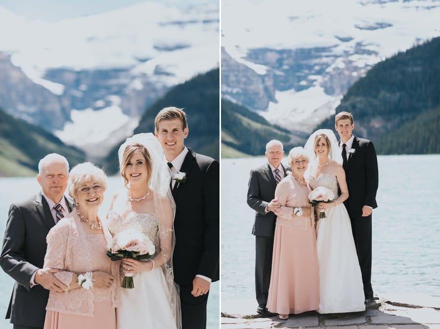 Intimate Chateau Lake Louise wedding family photos