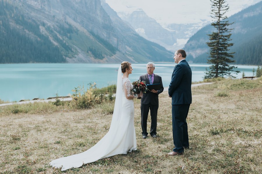 lake louise elopement wedding ceremony meadow
