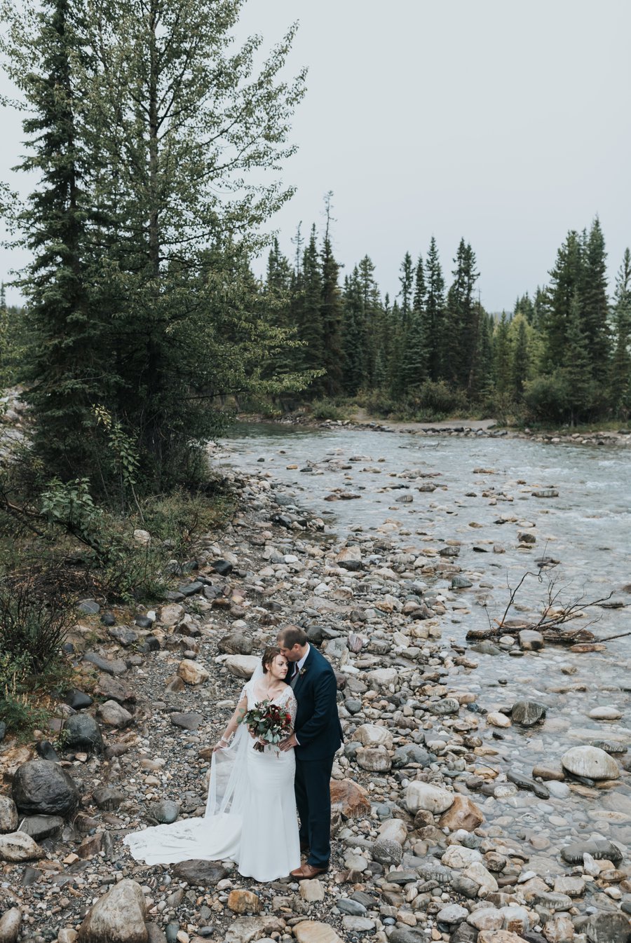 Lake Louise river wedding portraits