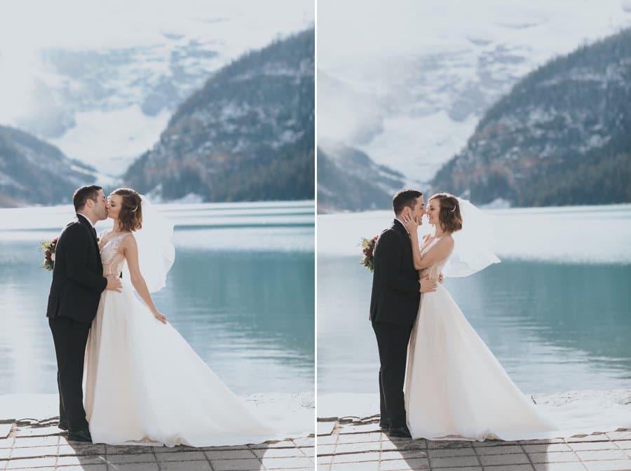 Lake Louise Destination Wedding bride groom portraits