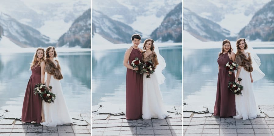 Lake Louise Destination Wedding bridal party portraits bridesmaids