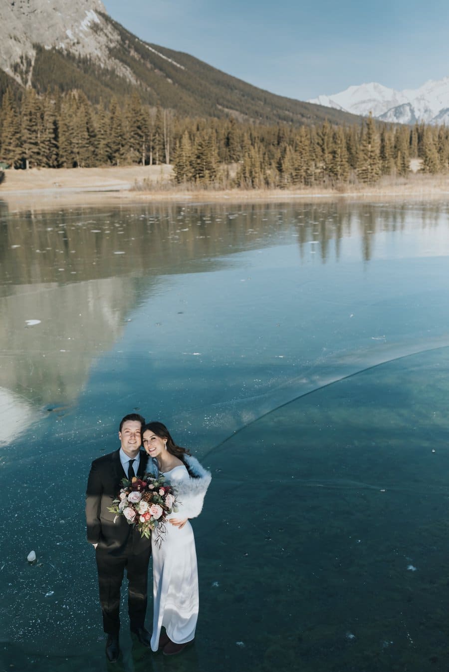 Banff Springs Intimate wedding Cascade Ponds Winter wedding portraits
