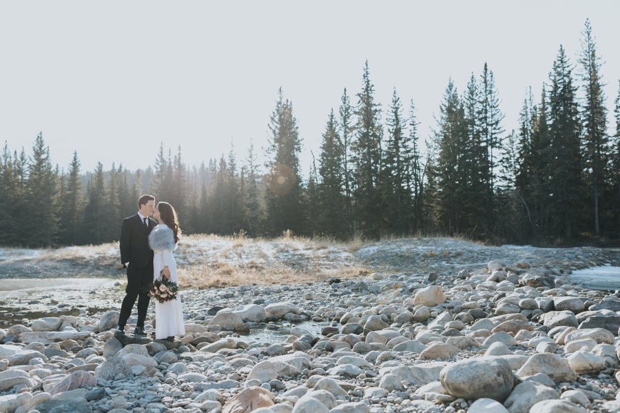 Banff Springs Intimate wedding Cascade Ponds Winter wedding portraits