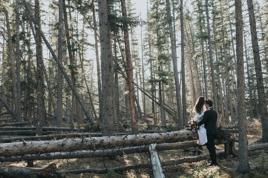 Banff Springs Intimate wedding Cascade Ponds Winter woodland wedding portraits