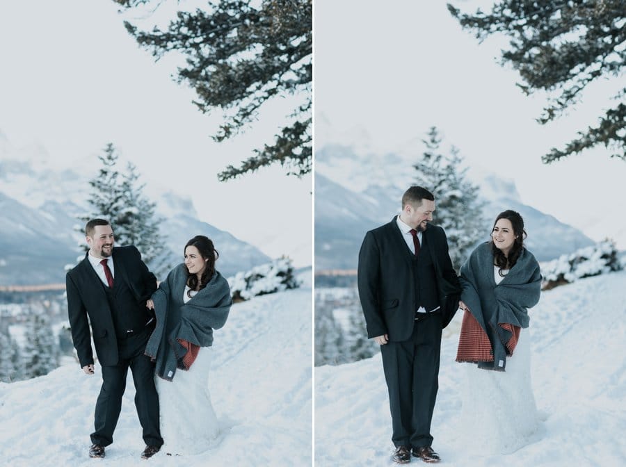 Canmore winter wedding photography near Creekside Villa