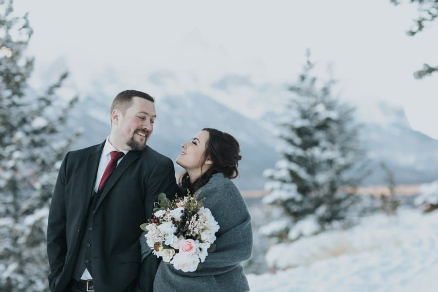 Canmore winter wedding photography near Creekside Villa