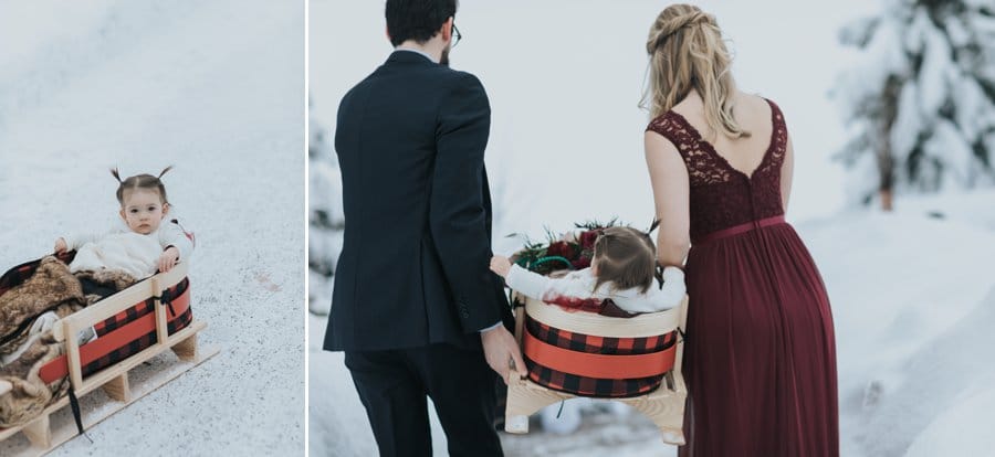 outdoor wedding ceremony at the snowy viewpoint