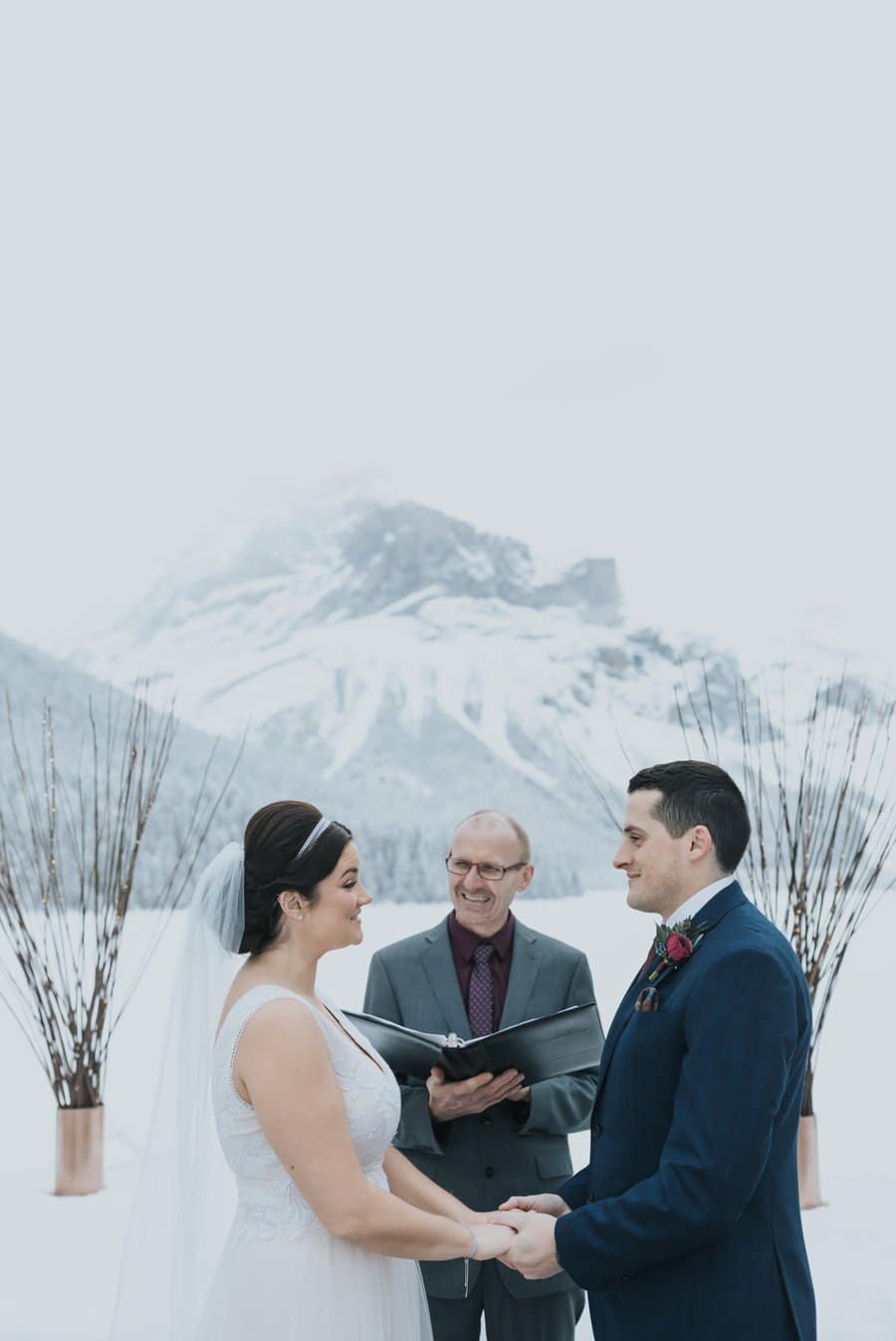 Emerald Lake winter Wedding ceremony viewpoint