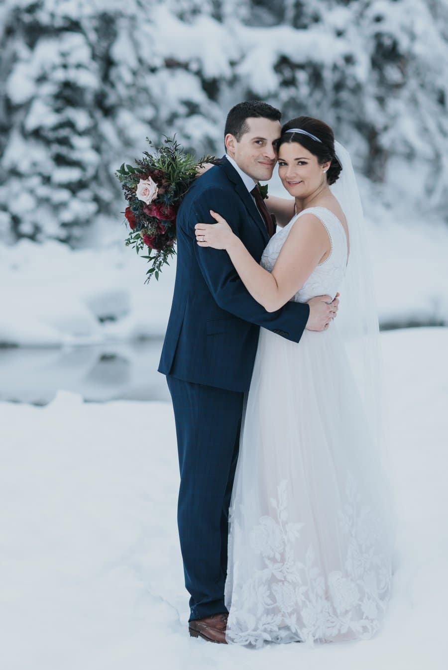 Emerald Lake winter Wedding portraits
