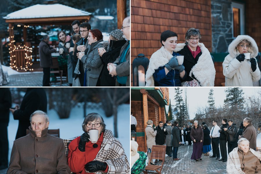 A Bear and Bison Inn wedding ceremony outdoor sunset winter