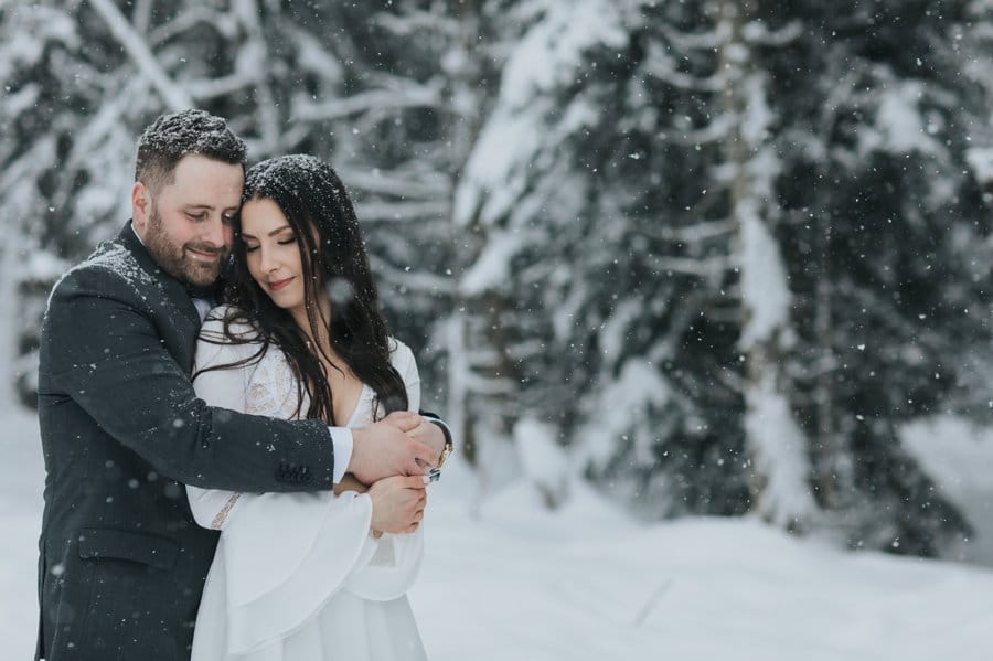 Boho Lake Louise winter elopement