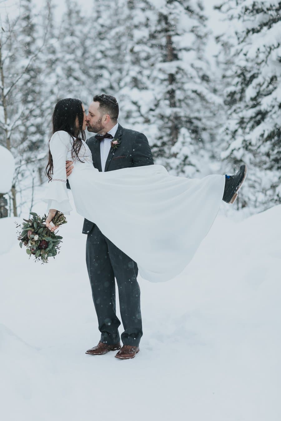 Boho Lake Louise winter elopement