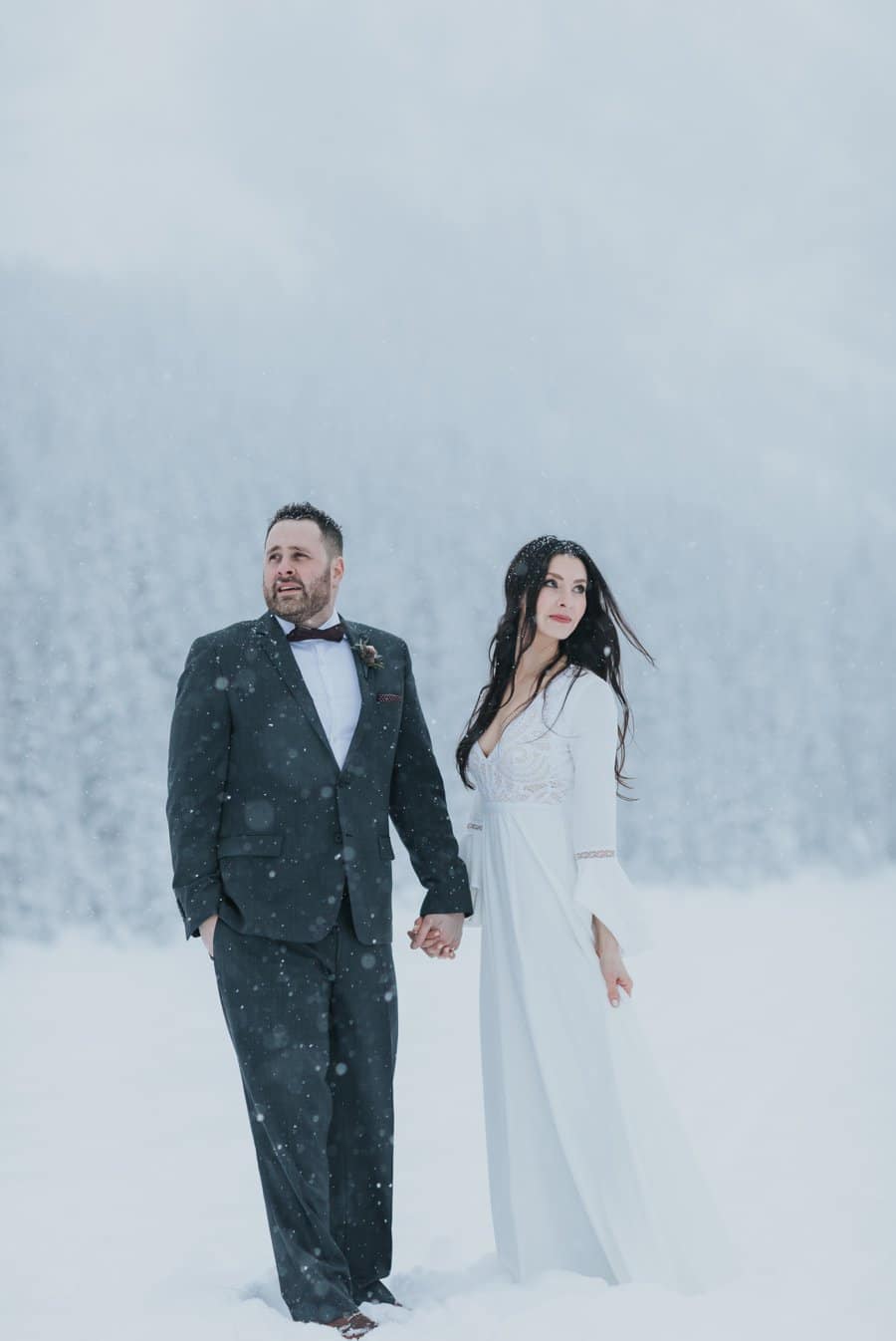Snowy mountain wedding in the Canadian Rockies