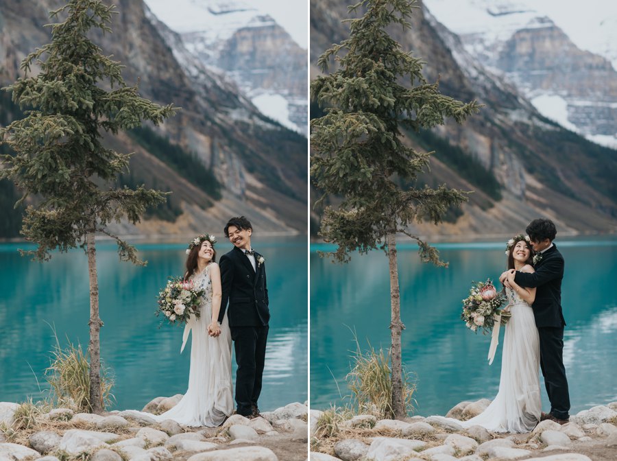 Boho Lake Louise pre-wedding portraits