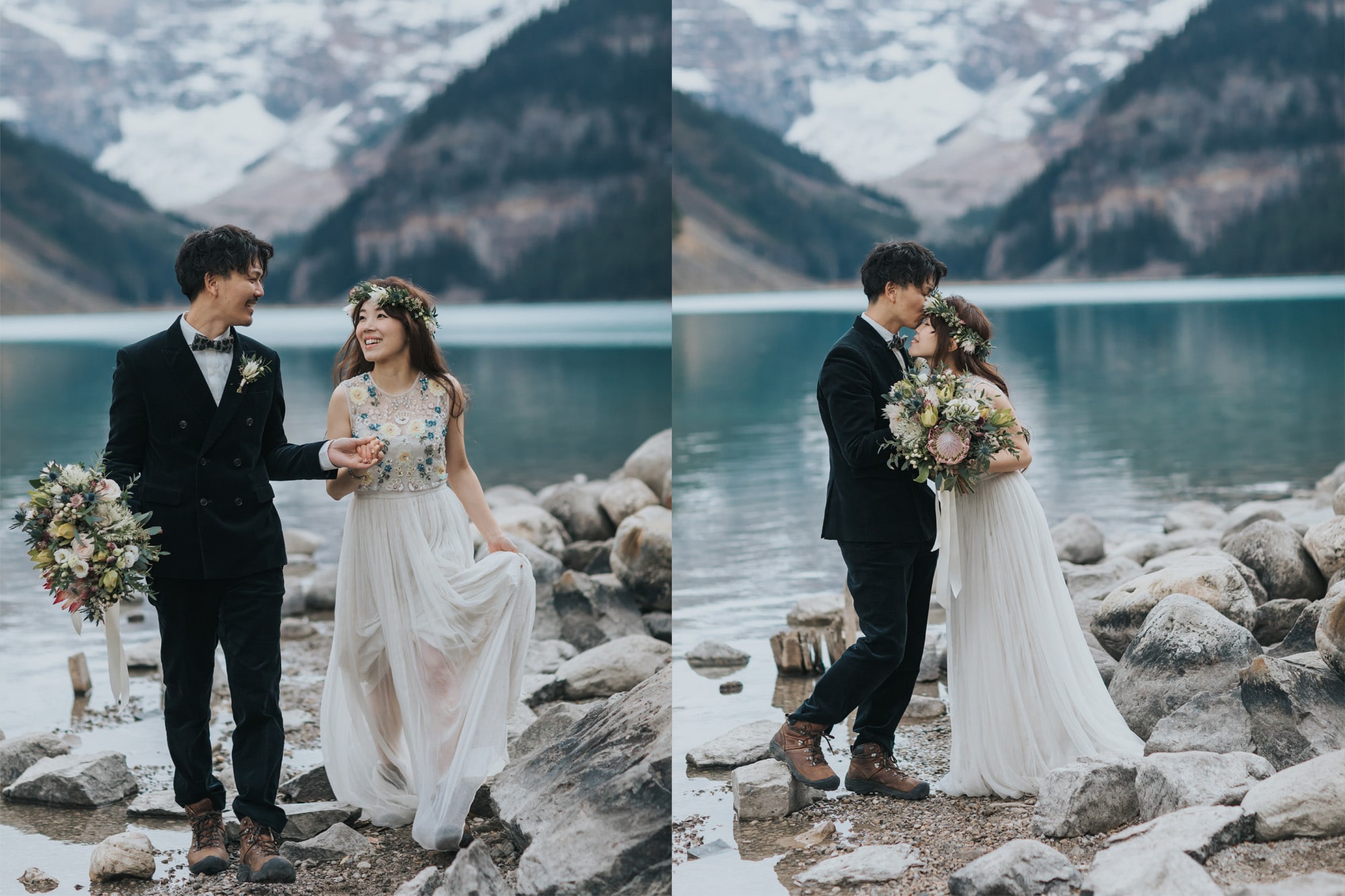 boho Lake Louise wedding