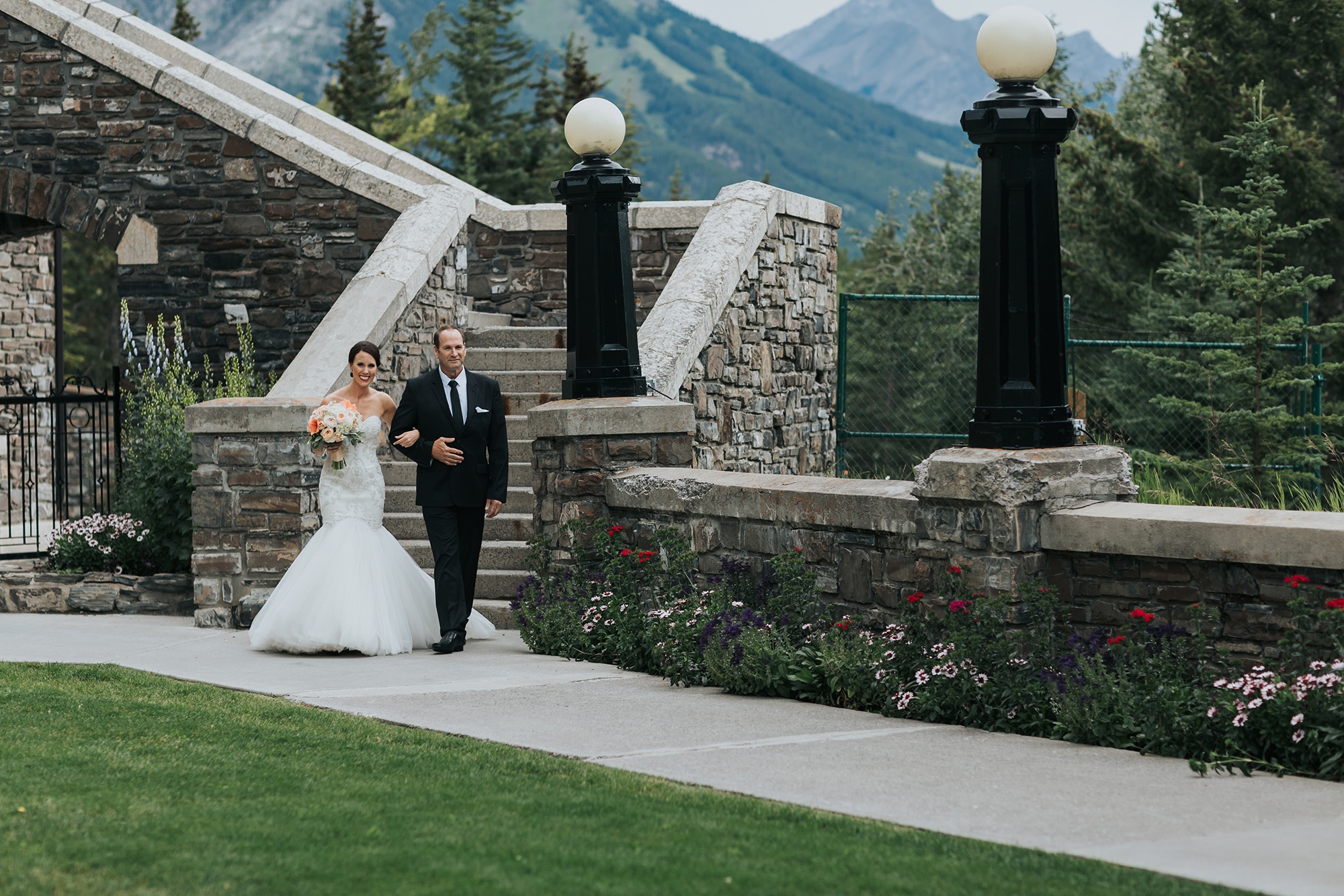 Places to get married in banff Fairmont Banff Springs outdoor terrace wedding