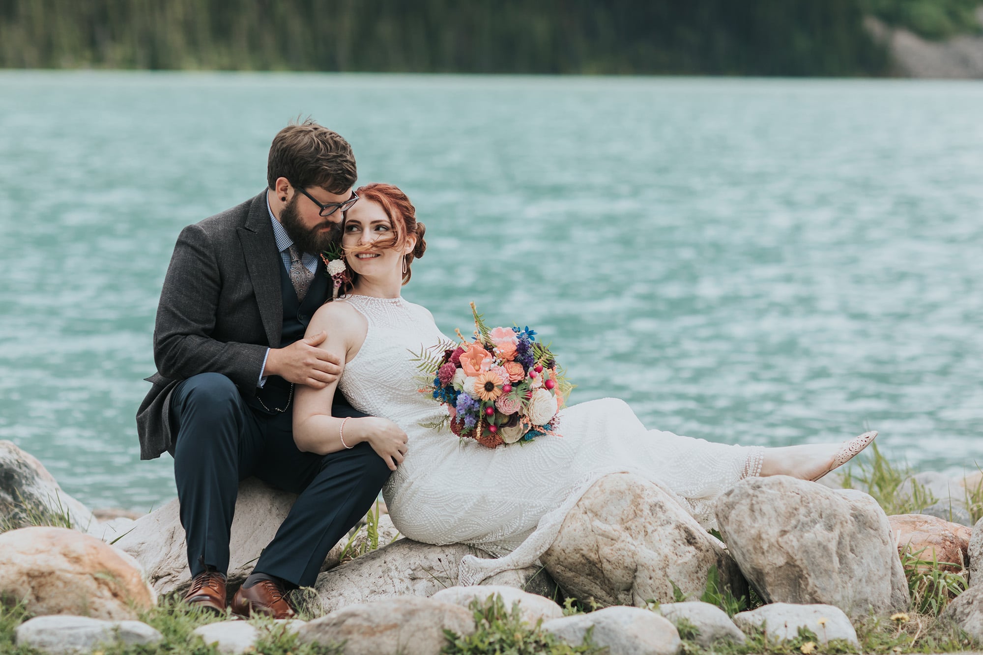 Windy Lake Louise Wedding photographers