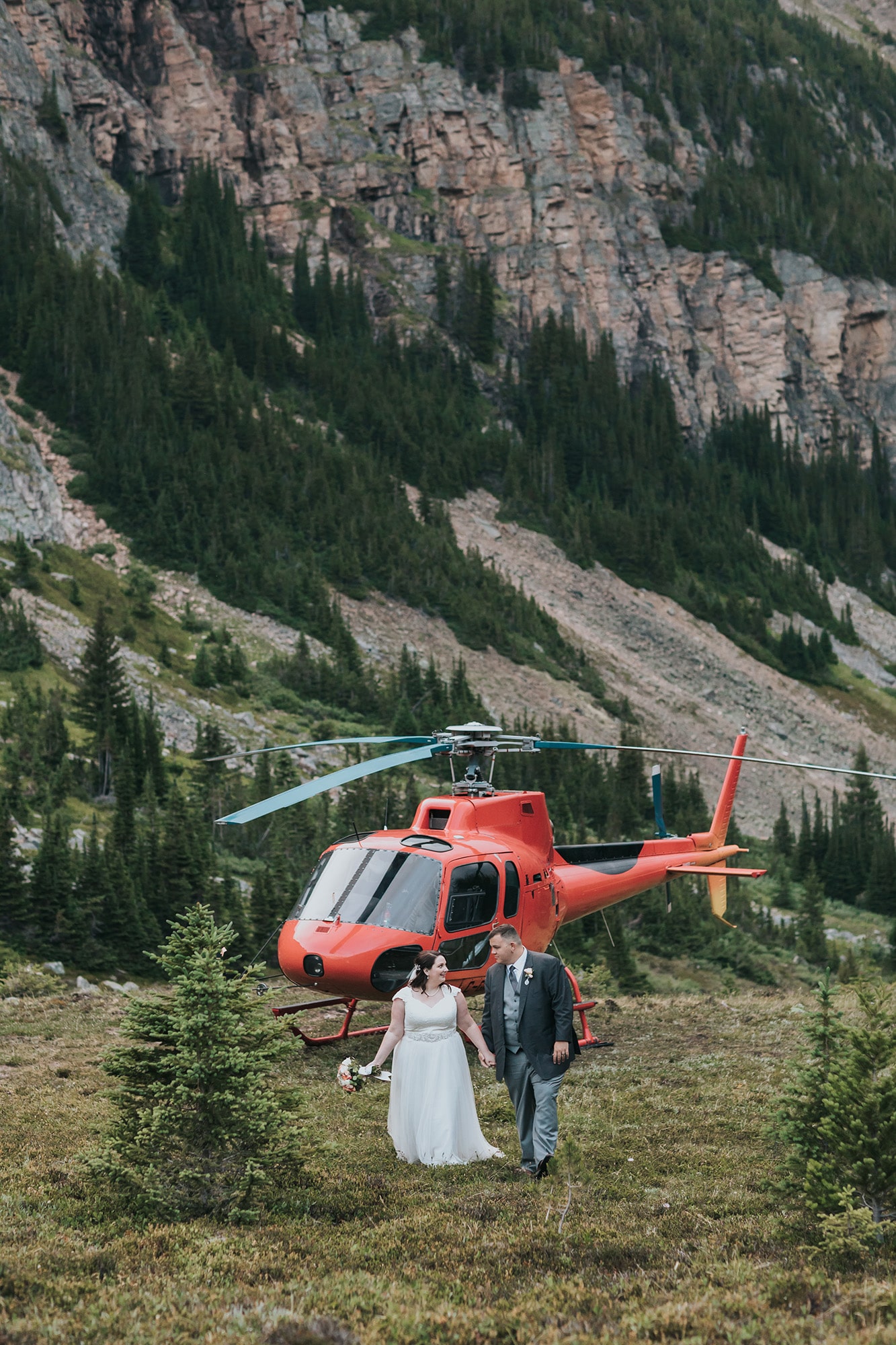 mountain heli wedding helicopter wedding cline river abraham lake