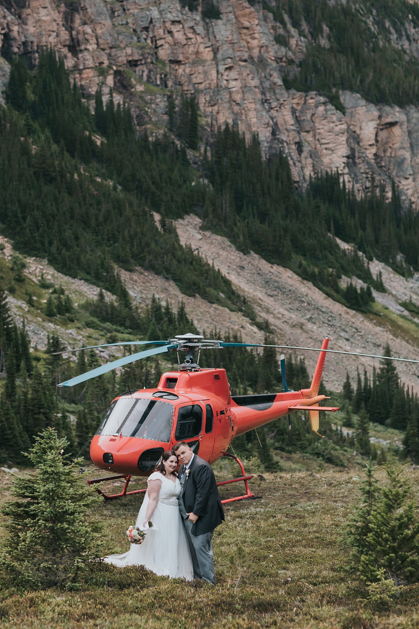 mountain heli wedding helicopter wedding cline river Abraham lake