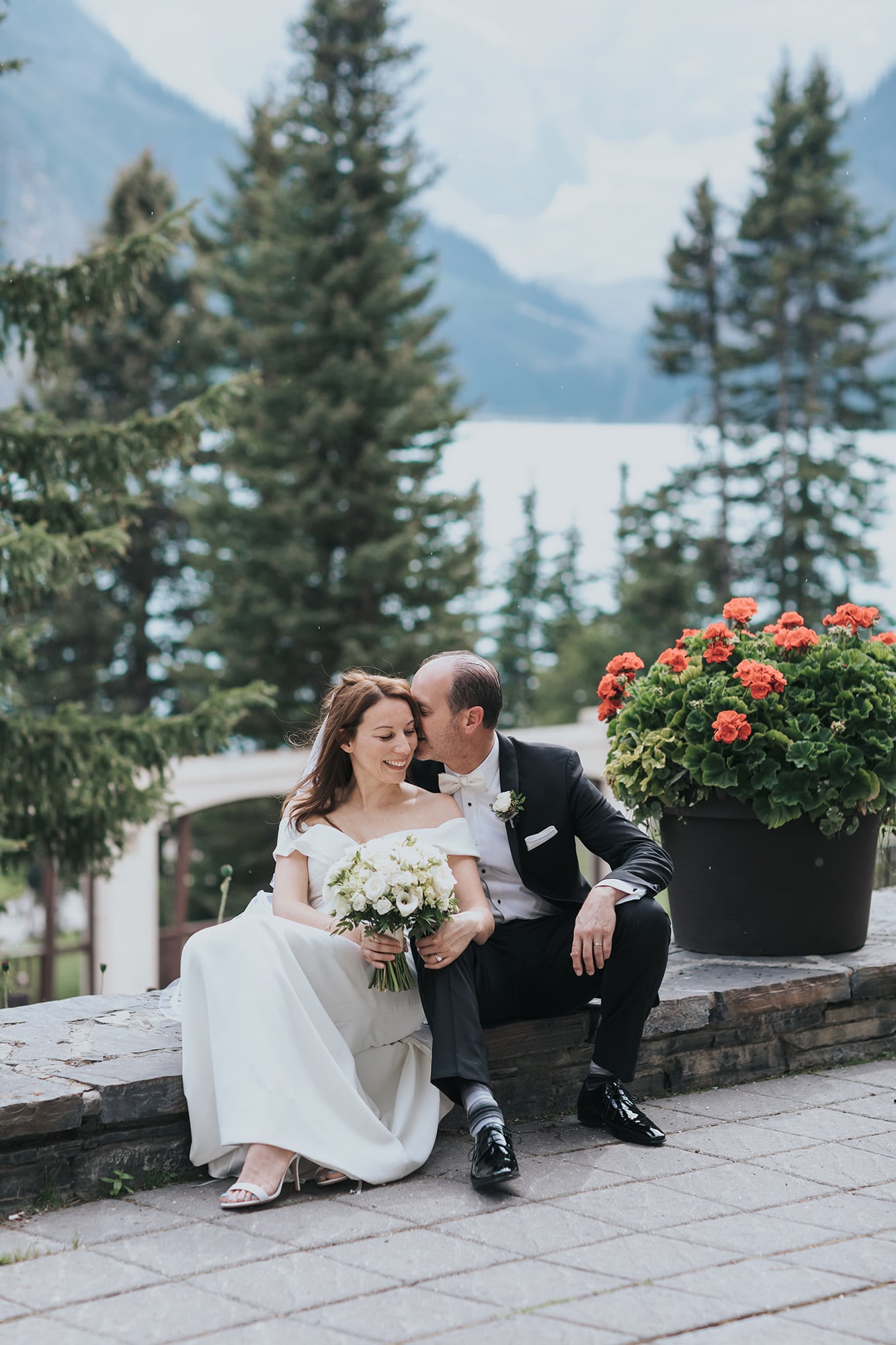 Elegant Fairmont Chateau Lake Louise wedding victoria terrace