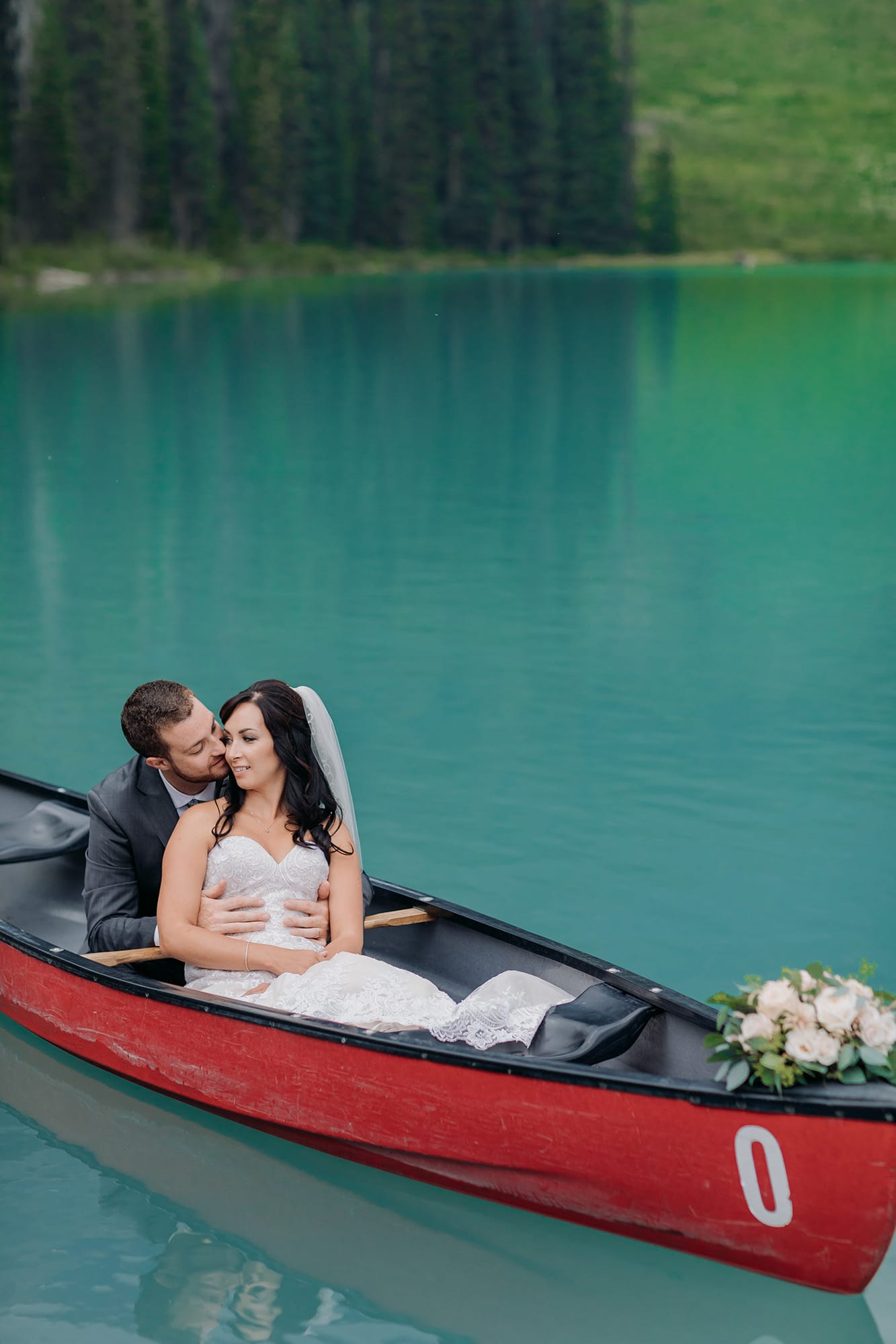 Emerald Lake Lodge Wedding Photos red canoe