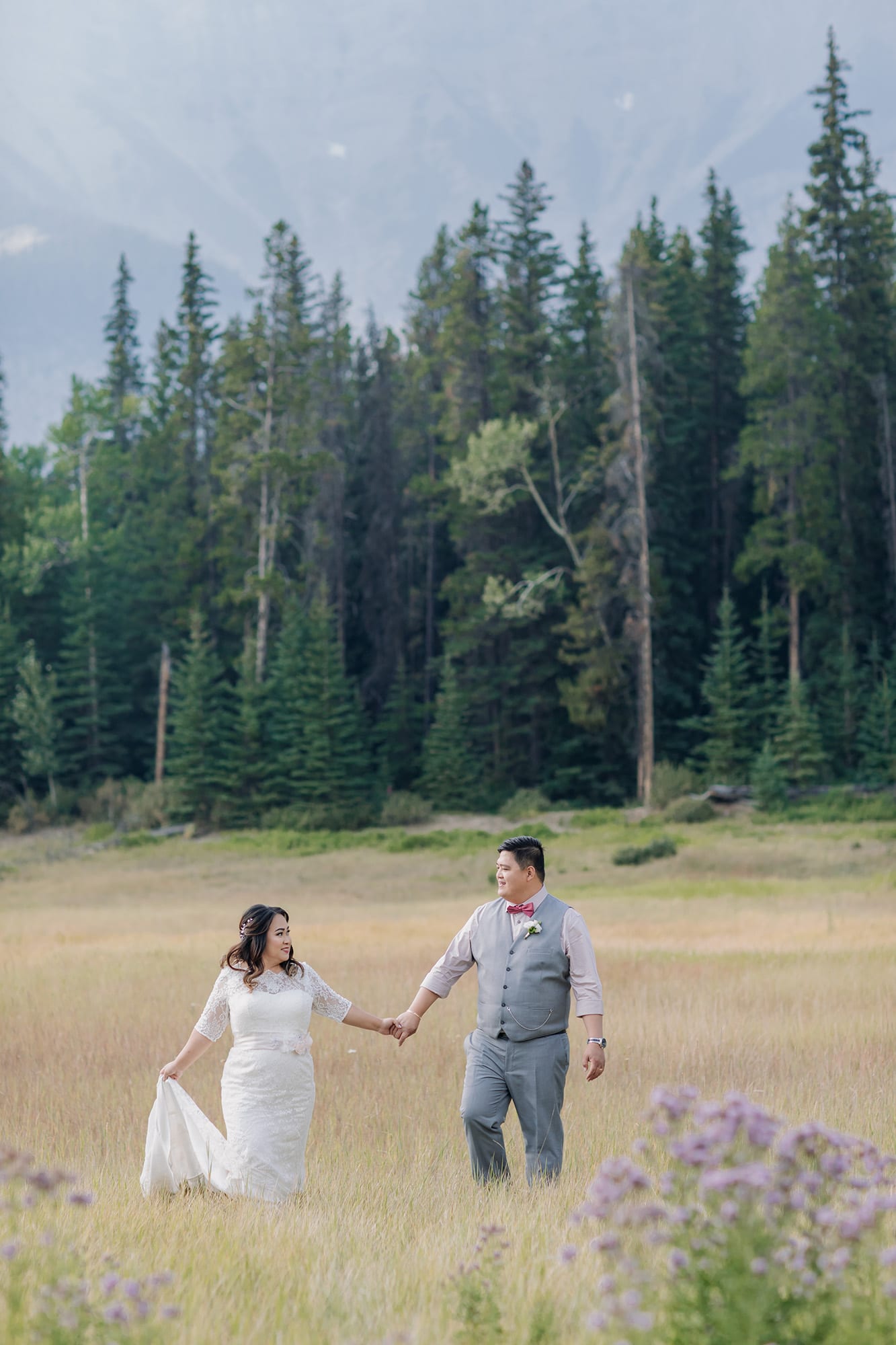 Banff intimate wedding bride groom portraits