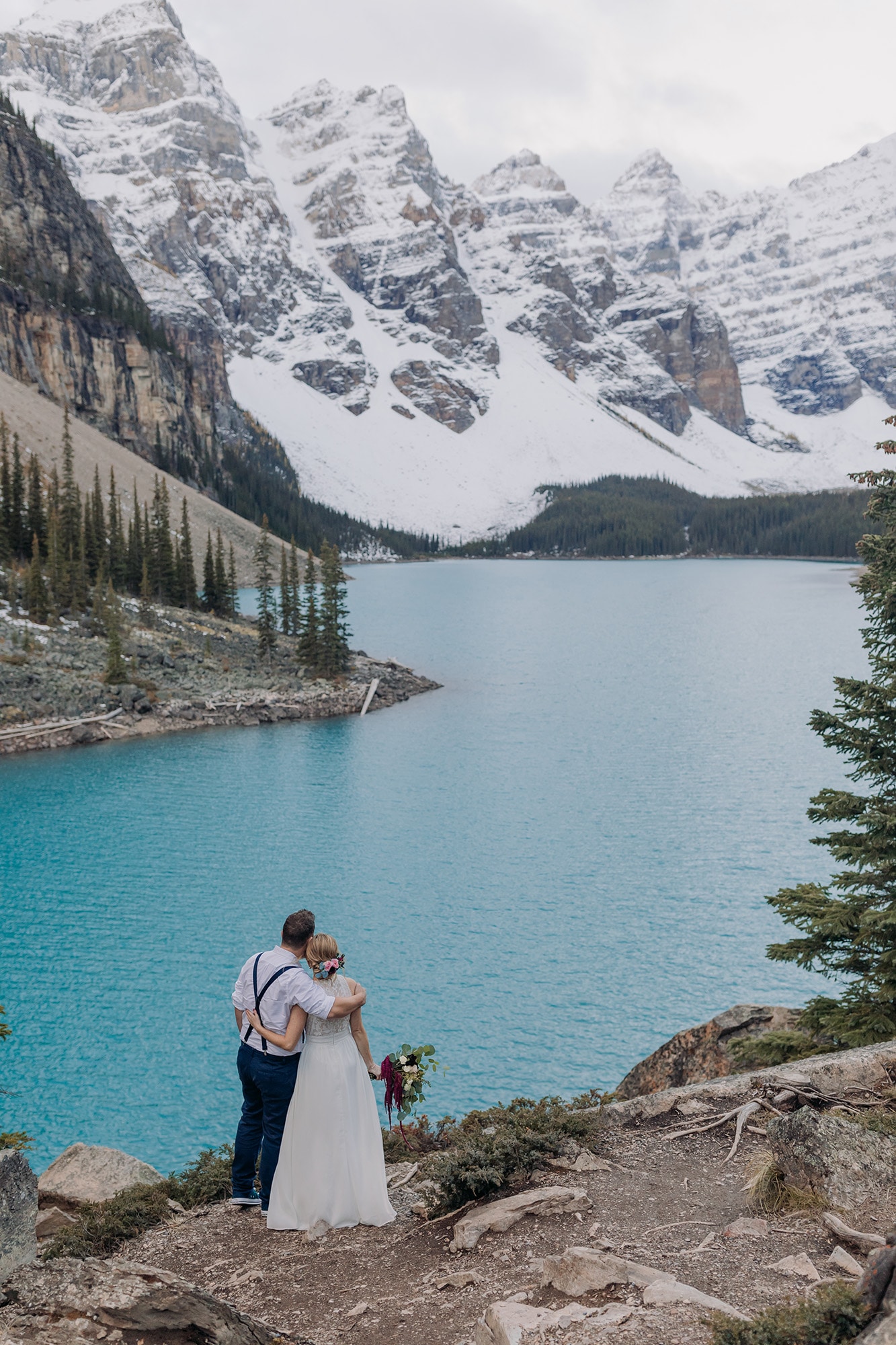 Emerald Lake Elopement Photographer moraine lake portraits bride groom