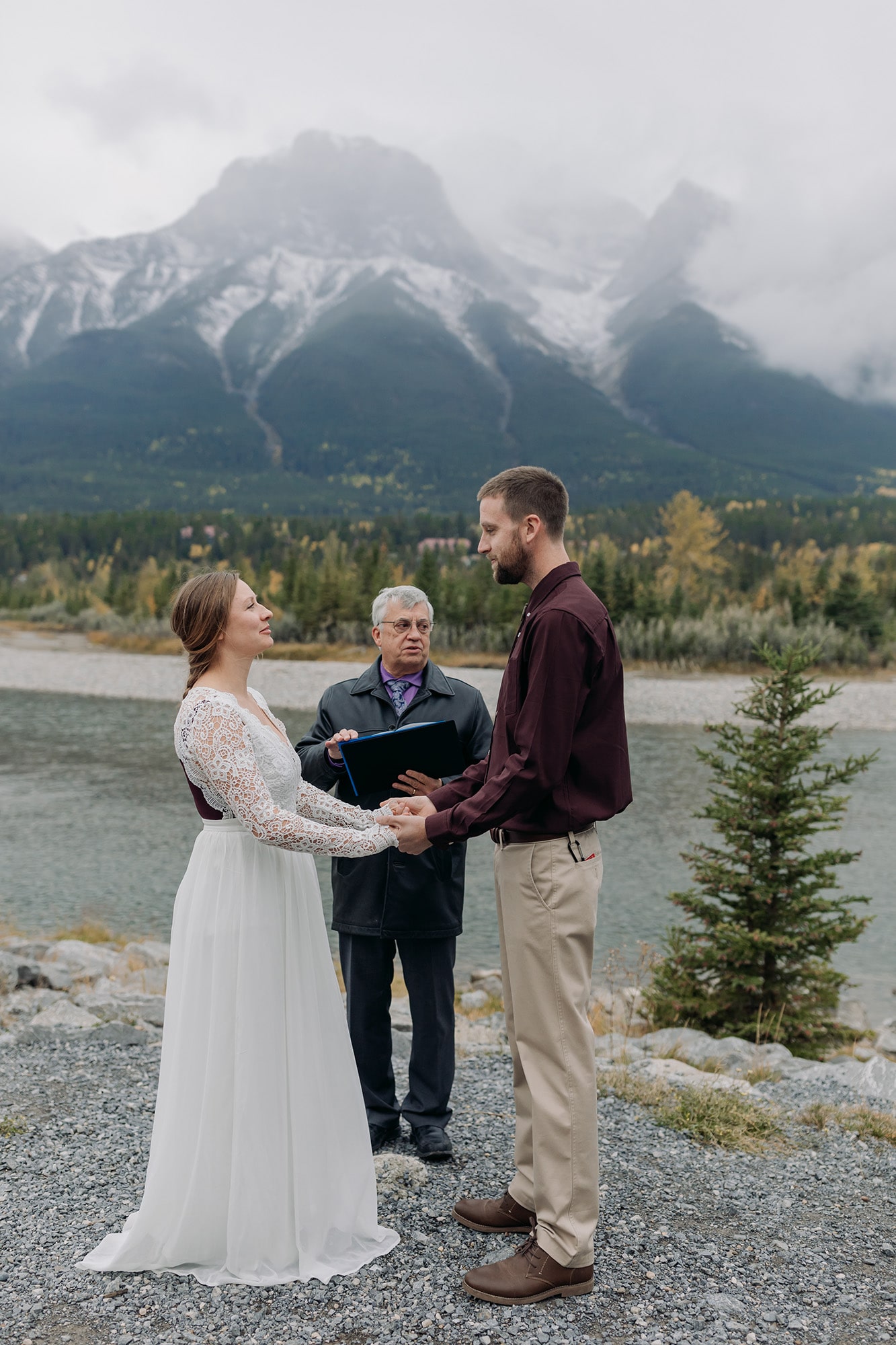 Canmore Elopement Planner ceremony photographer Bow river