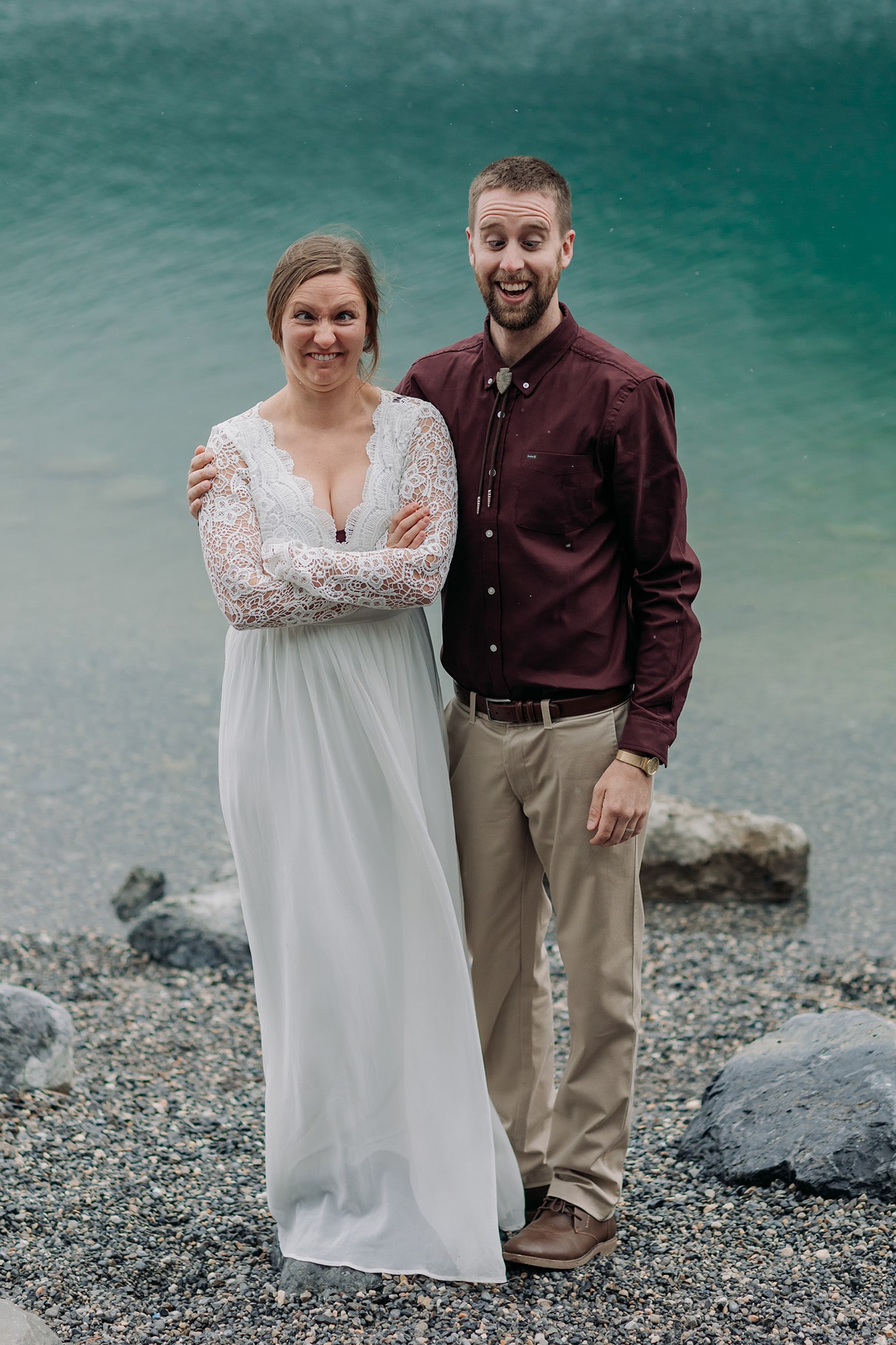 Canmore Elopement Planner photographer kananaskis bride groom photos silly