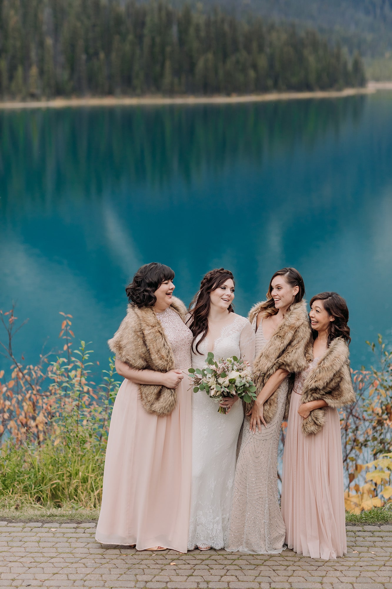 emerald lake weddings viewpoint bridesmaids