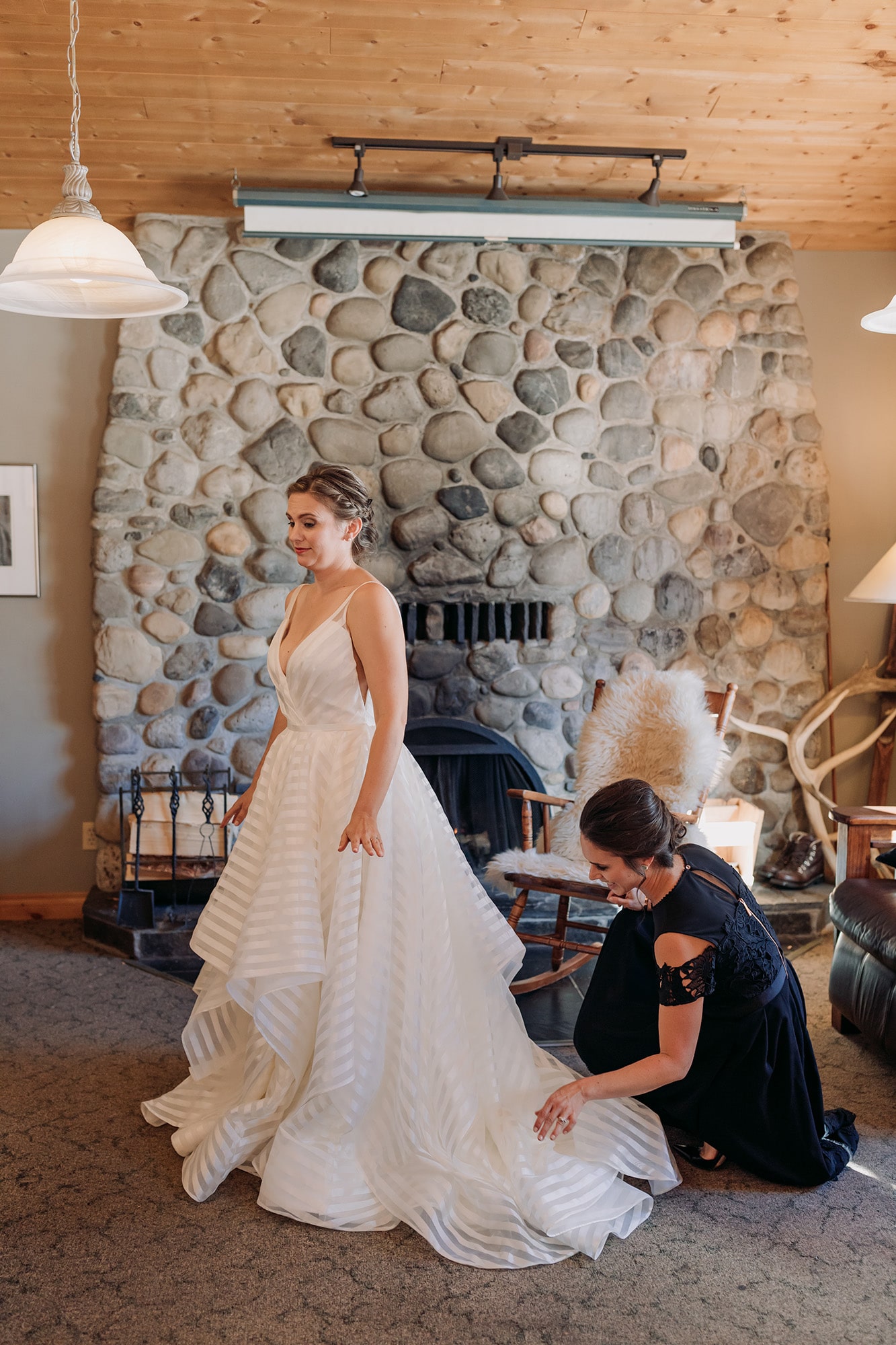 Mountain Engadine Lodge wedding bride getting ready