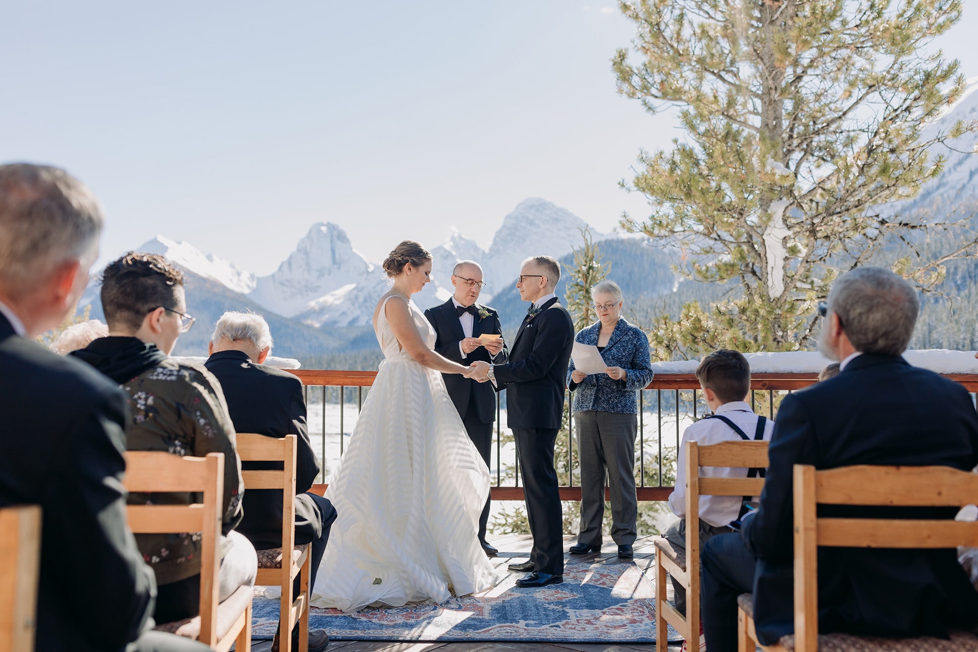 Mountain Engadine Lodge wedding outdoor ceremony