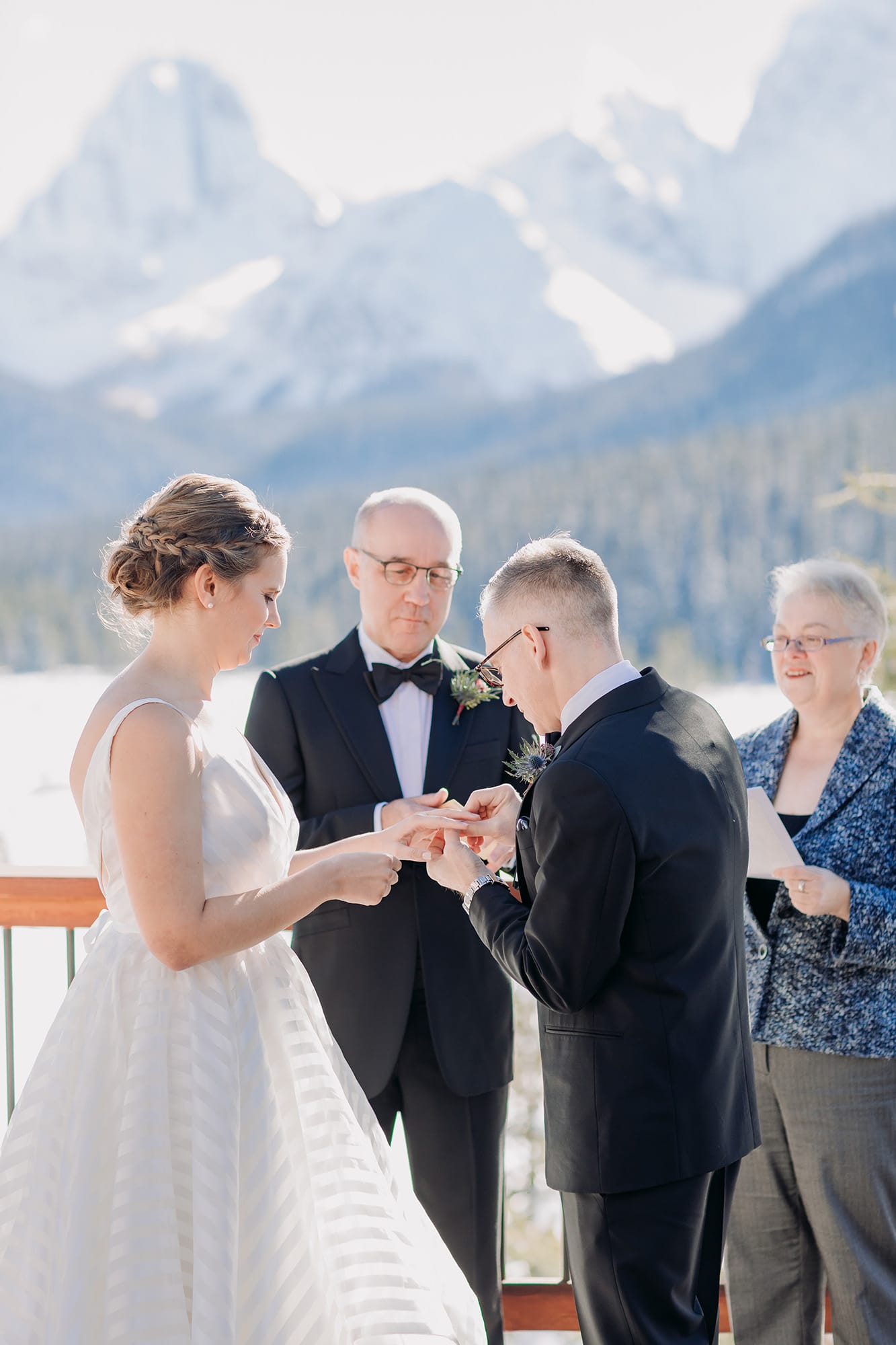 Mountain Engadine Lodge wedding outdoor ceremony