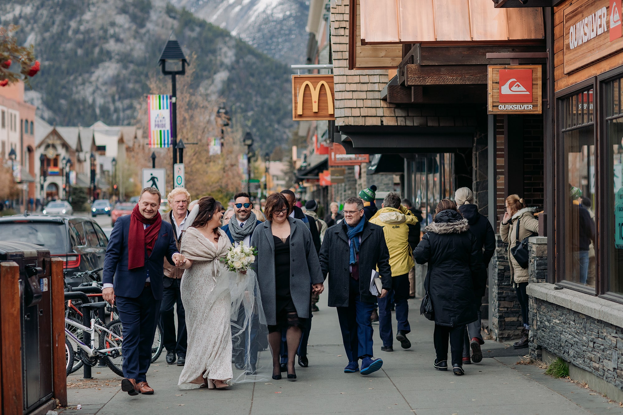 Banff wedding parade stroll through town