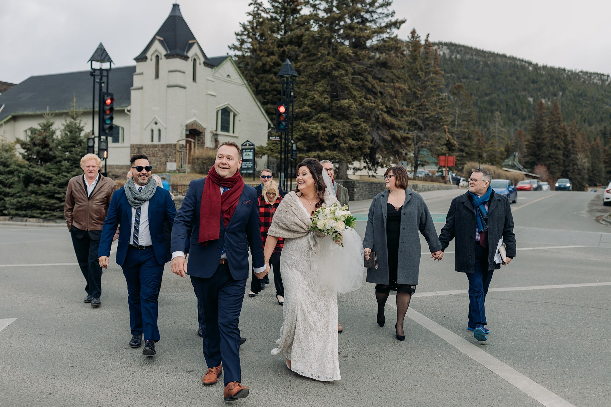 Banff wedding parade stroll through town