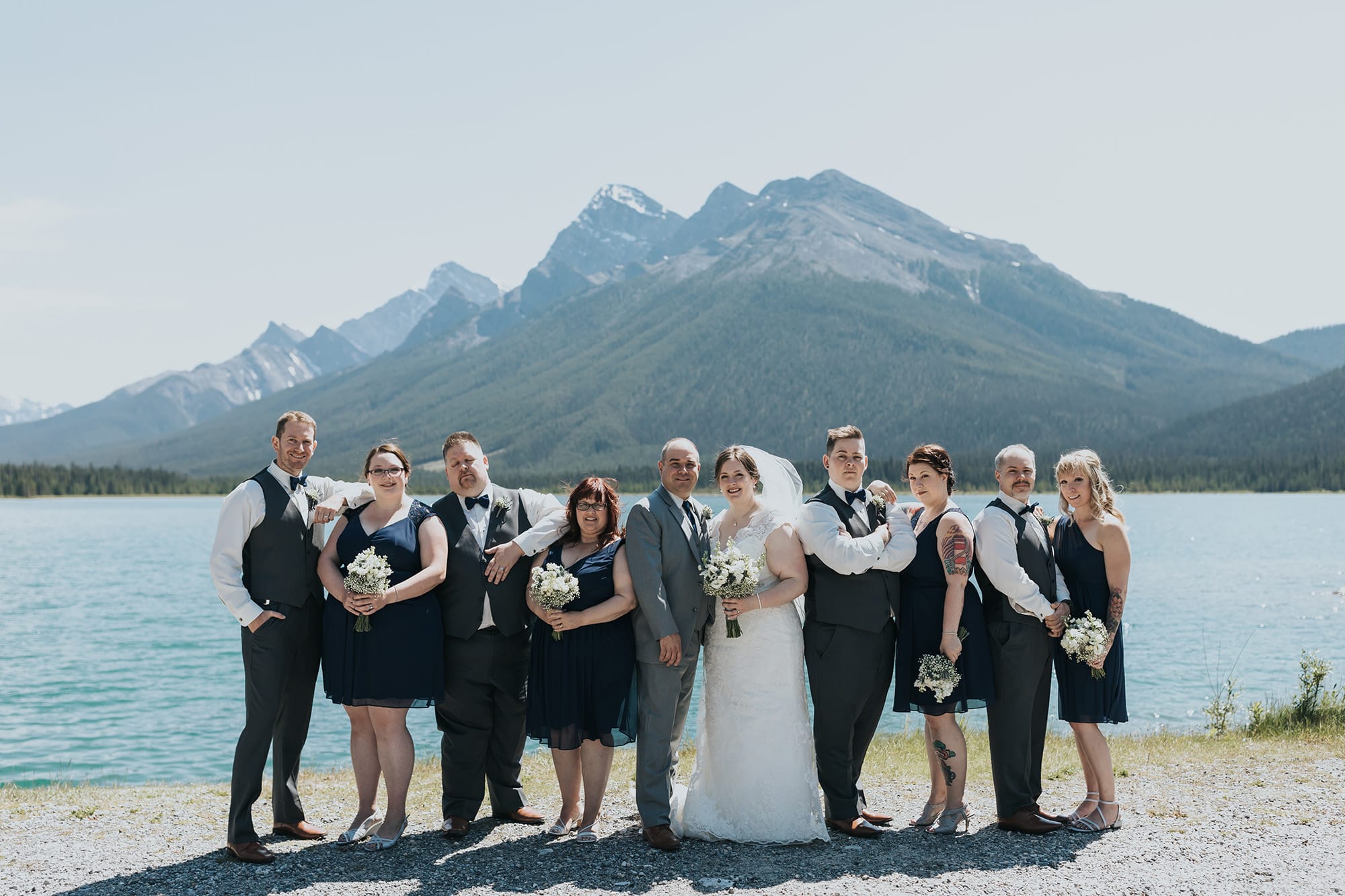 Canmore wedding party Goat Pond portraits