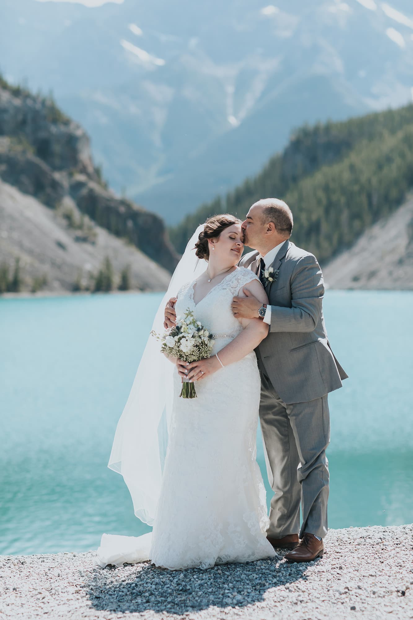 Whiteman's Pond Canmore wedding portraits bride groom