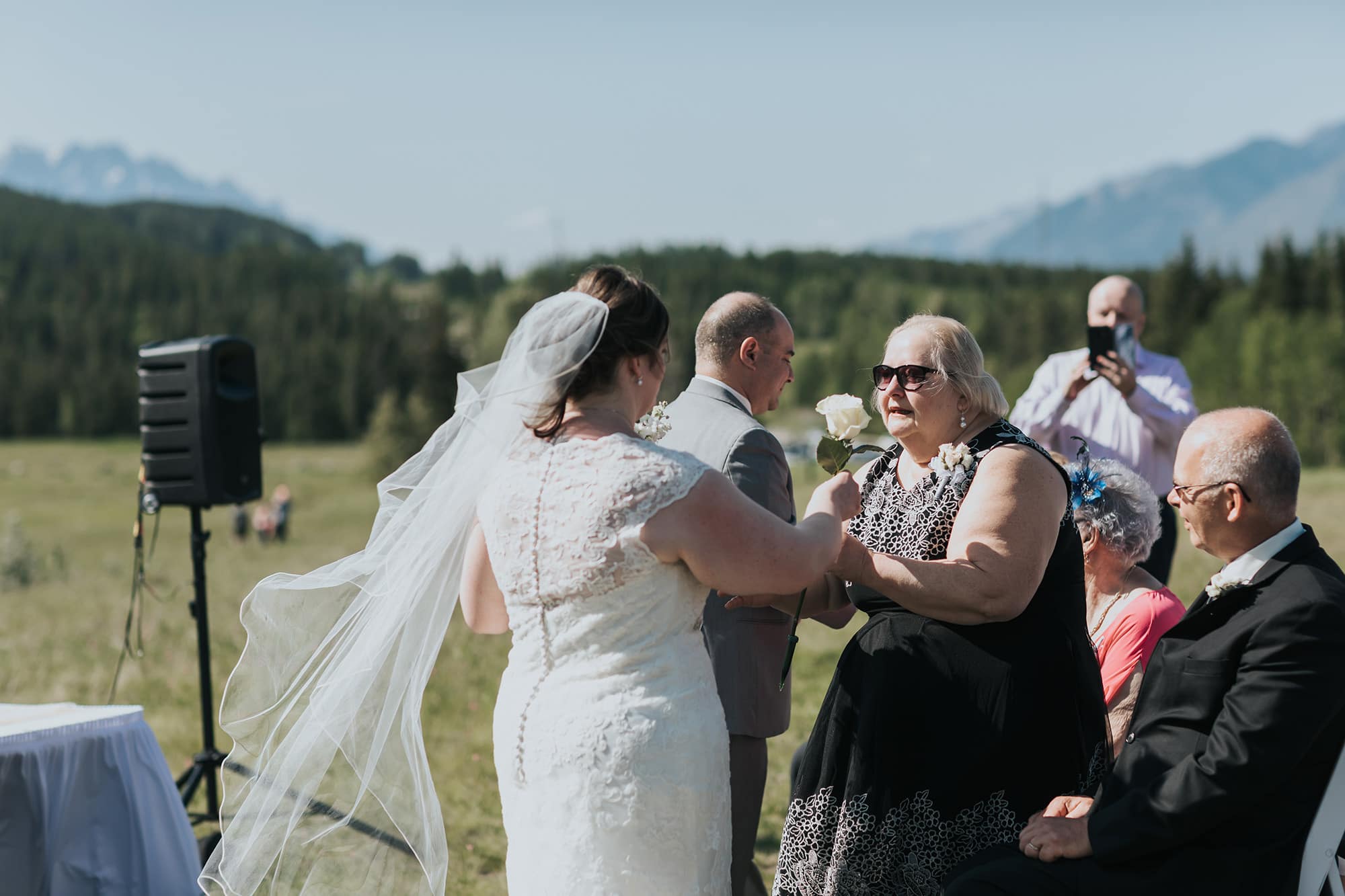 Quarry Lake Park wedding ceremony Canmore