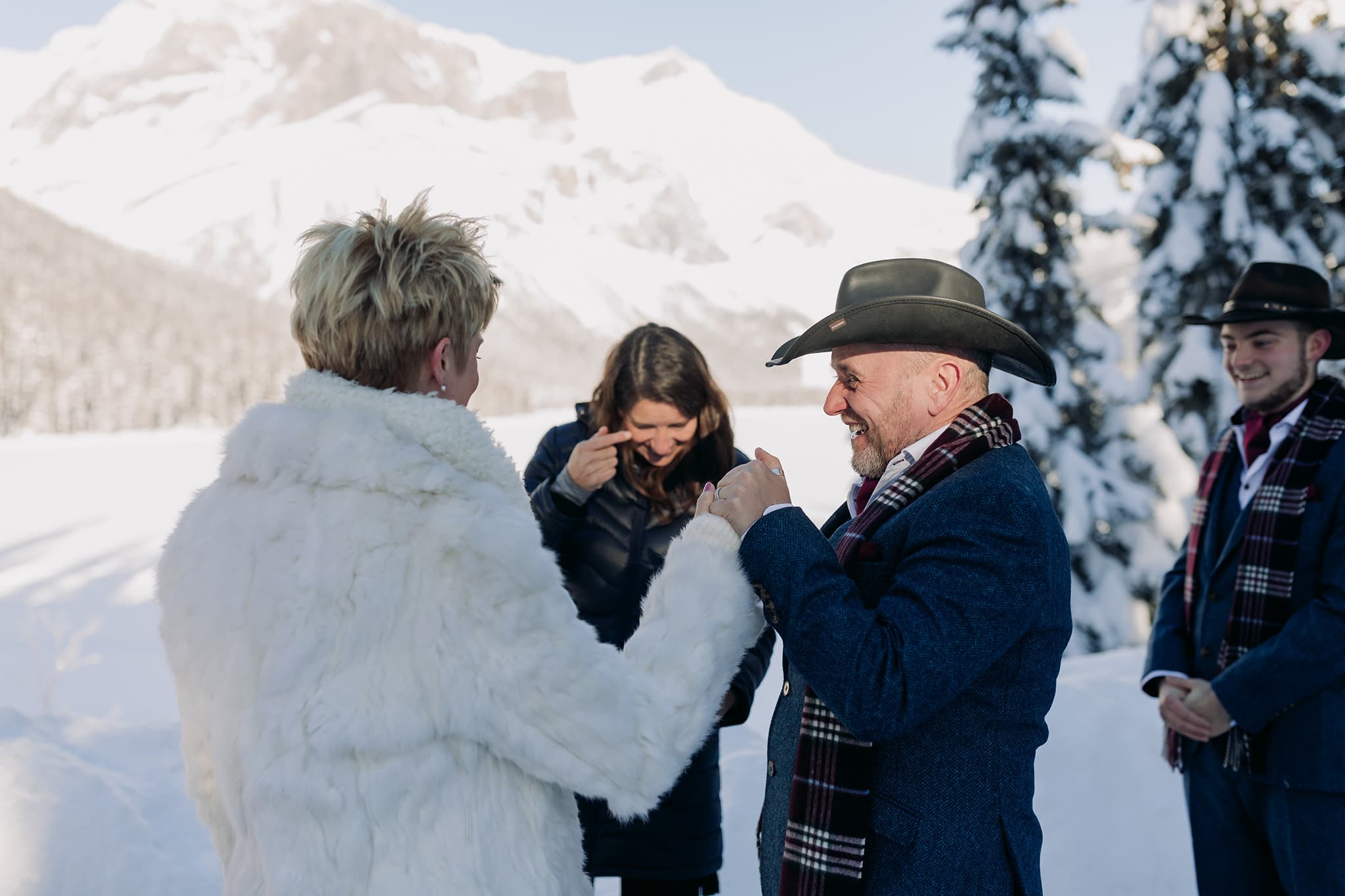 New Years Eve Elopement at Emerald lake Lodge ceremony