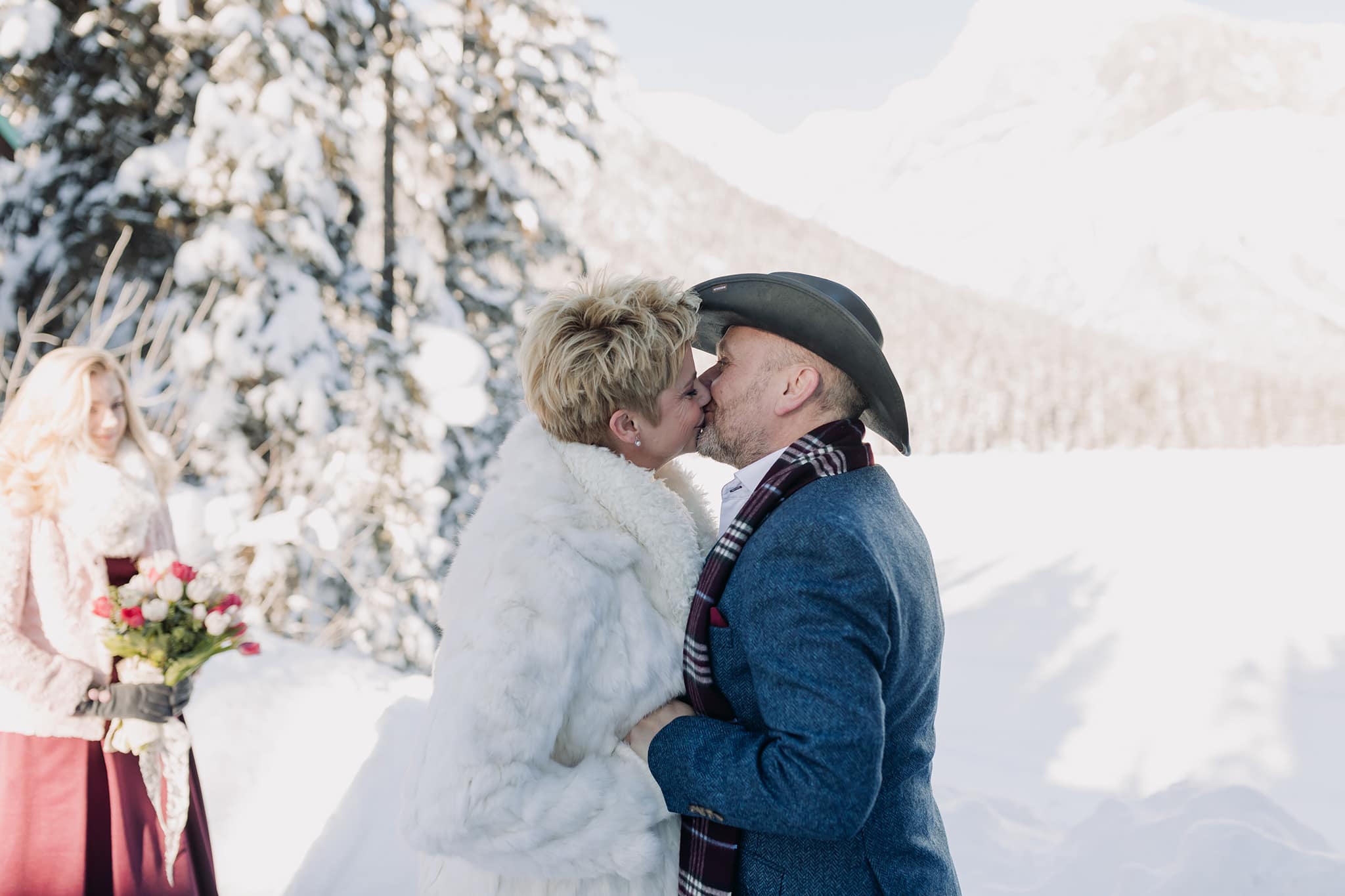 New Years Eve Elopement at Emerald lake Lodge ceremony