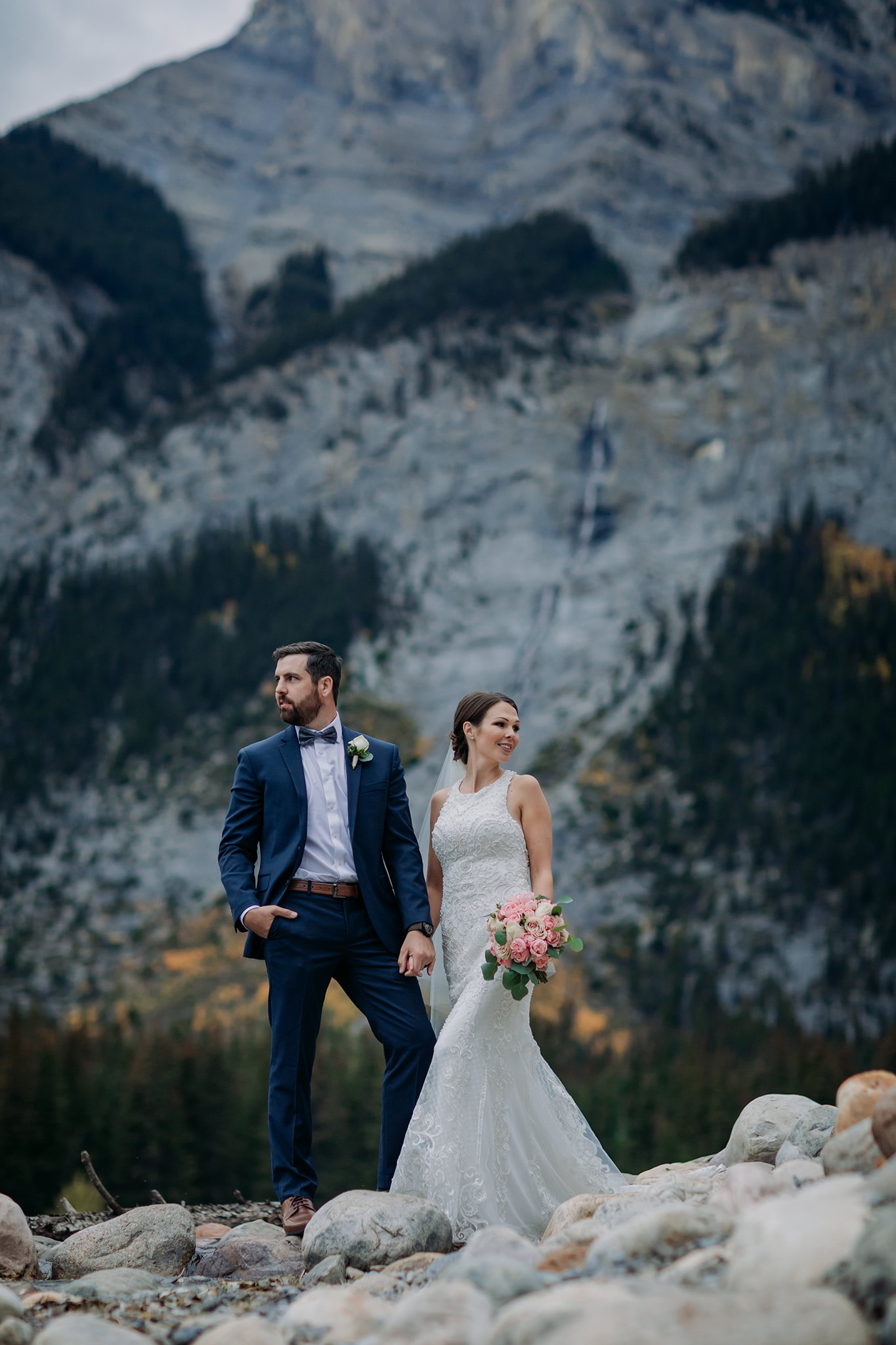 A Guide to Eloping in the Canadian Rockies | Mountain Wedding photographed by ENV Photography | Autumn wedding at Cascade Ponds in Banff National Park