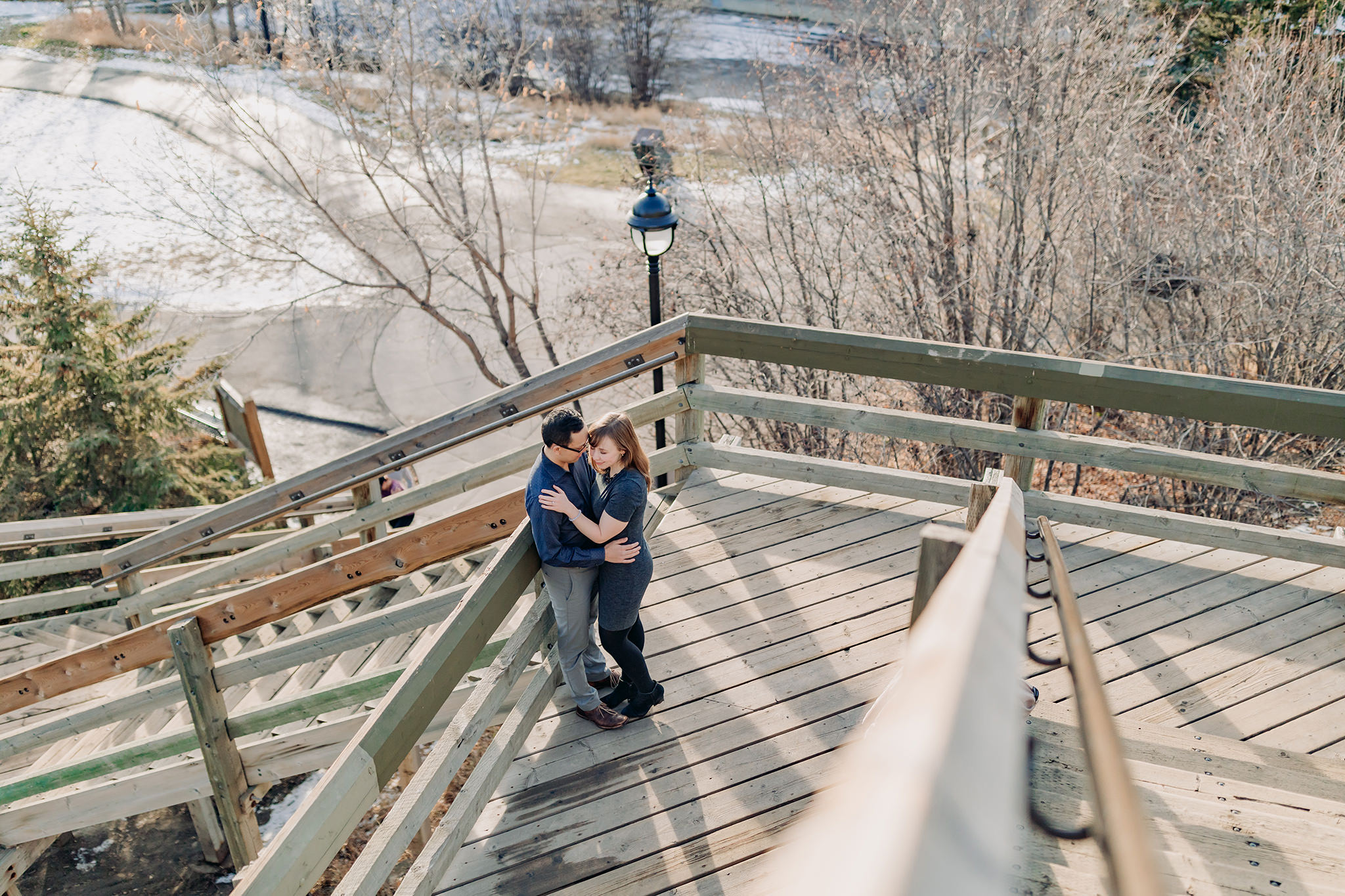 Calgary Engagement session with city skyline